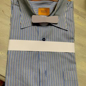 Robert Talbott Carmel Men’s Long sleeve dress shirt. Large. Blue&white striped